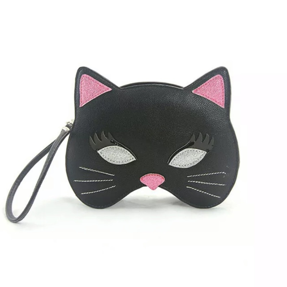 Black Kitty Cat Mask Wristlet Purse Kitten Bag